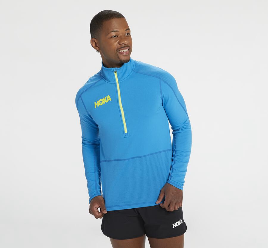 Top Hoka One One Hombre Azules - 1/2 Cremallera Midlayer - RPMV91823